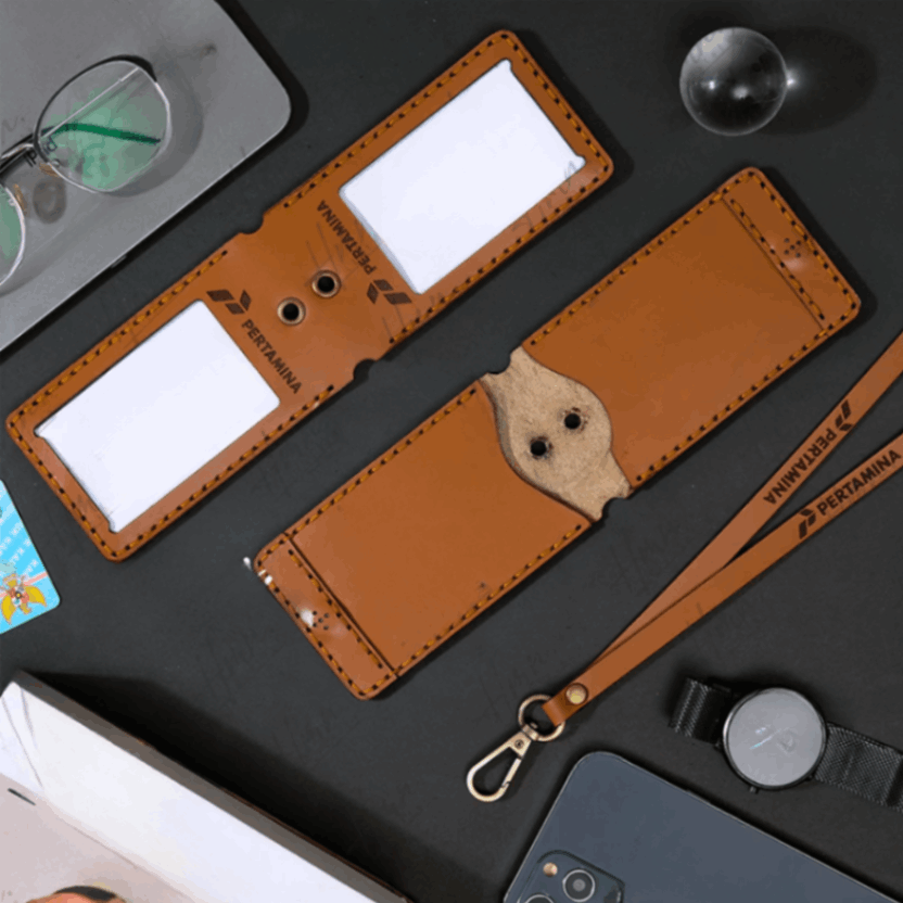 Id Card Holder Flip Two Side - Leather